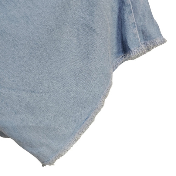 NWT Hayden Blue Tencel Buttoned Ruffle Tank Frayed Wide Leg Belted Jumpsuit - Picture 13 of 15